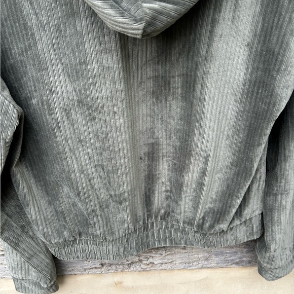 No Boundaries Brushed Corduroy Hooded Women's Top in Olive Green Size L - Picture 10 of 10